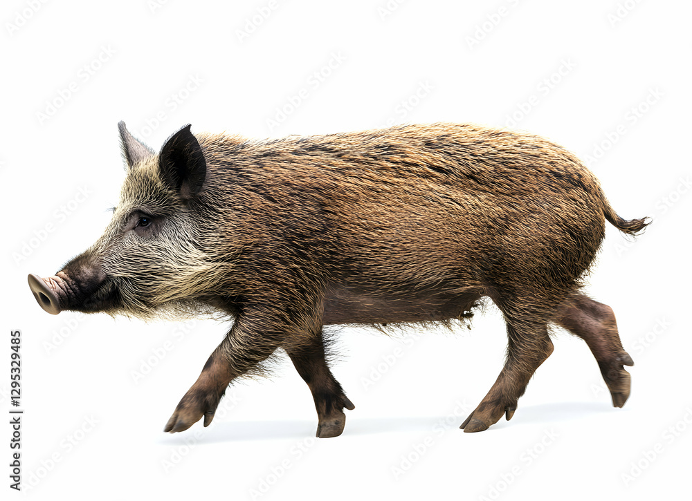 Poster captivating portrait of a wild boar showcasing its powerful build and distinctive features against a