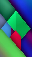 Obraz premium Abstract Geometric Shapes In A Vibrant Color Palette Of Emerald Green, Sapphire Blue, And Ruby Red, Digitally Rendered With Smooth Gradients And Sharp Edges, Presented In A Square Fo.