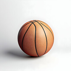 Obraz premium Classic Basketball on White Backdrop, Perfect for Sports Enthusiasts and Design Projects, Featuring Detailed Texture and Clean Presentation Style for Versatile Use