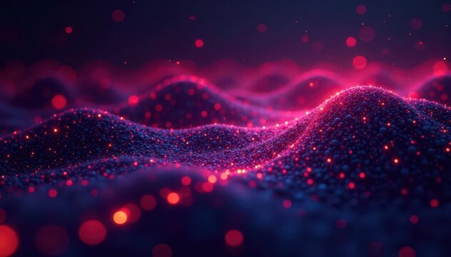 Shimmering data streams, binary code landscape, background, glow, flow