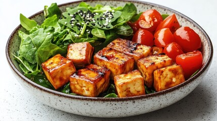 Fototapeta premium vegetable stir fry with tofu isolated on transparent background catoon style