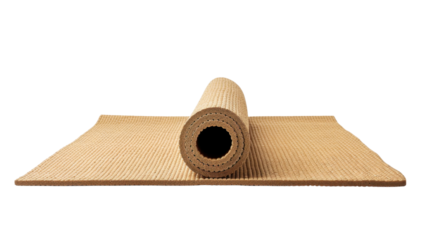 Rolled-up yoga mat on transparent background: perfect for fitness and relaxation