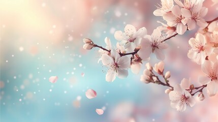 sakura, cherry blossom, spring flowers, floral background, blooming tree, pastel petals, romantic scenery, nature beauty, delicate flowers, soft focus, Japanese cherry blossom, pink and white flowers,