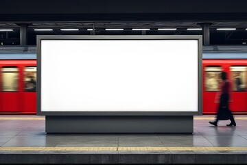 Blank billboard at a subway station, perfect for advertising mockups