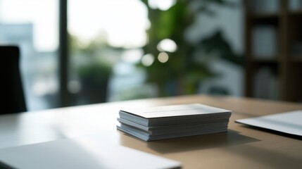 Executive departures with a stack of business cards on a desk. Featuring career transition and leadership change