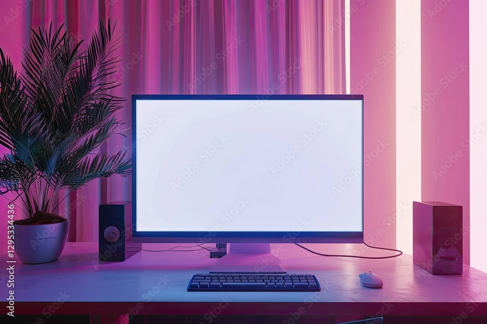 Aufkleber pixel perfect picture of minimalist 3d rendering computer