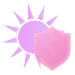 Anti UV Protection SPF Glassmorphism PopUp Jelly Pink Purple UI Icon Sign and Symbol Design Illustrator Png Svg