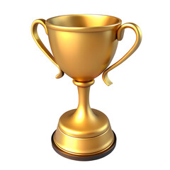 Golden trophy cup isolated on transparent background, png