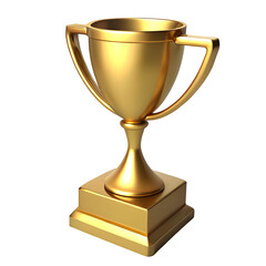 Golden trophy cup isolated on transparent background, png