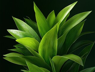 Obraz premium Serene green plant leaves, vibrant and lush