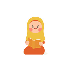 Studying Quran 2 Girl in Orange Hijab Reading Quran