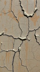 Fototapeta premium Abstract Close-Up Of A Weathered, Cracked Paint Surface, Focusing On The Interplay Of Light And Shadow To Create Depth And Texture, Utilizing A Muted Color Palette Of Browns, Grays A.