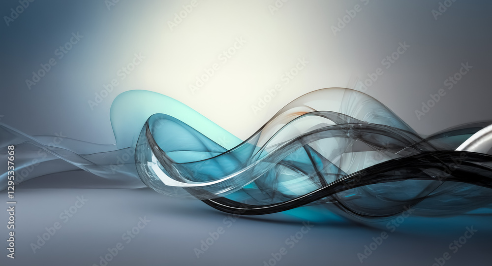 Poster abstract flowing shapes in shades of blue, black, and white create a dynamic and modern design. the 