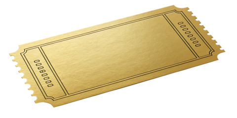 Golden VIP Ticket with Blank Space Isolated on White Background as Transparent. PNG. AI GENERATED