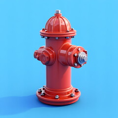 Red fire hydrant, studio shot, blue background, safety