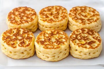 Golden Brown Crumpets- Delicious Breakfast Food Photography