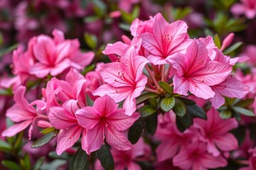 lush pink azalea flowers in full bloom during springtime