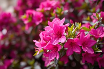 lush pink azalea flowers in full bloom during springtime