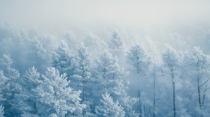 38. The frozen beauty of pine trees in a winter storm, their branches coated in frost and ice, standing tall amidst the cold