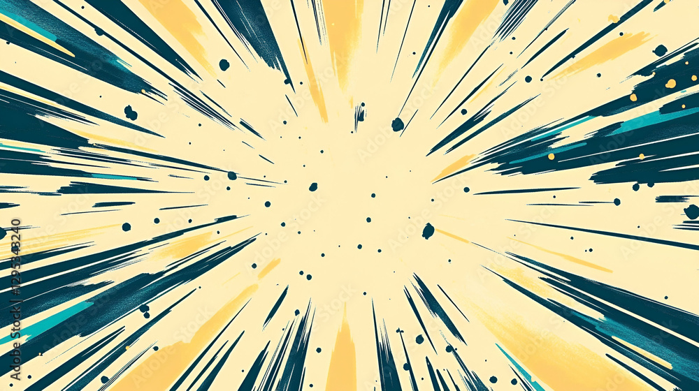 Aufkleber dynamic burst background with teal and yellow accents, ideal for high-impact designs and energizing 