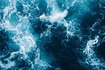 Fototapeta premium Dynamic Aerial View of Ocean Waves, A Captivating Display of Nature's Power and Beauty, Evoking a Sense of Adventure and Serenity in the Vast Expanse of the Sea