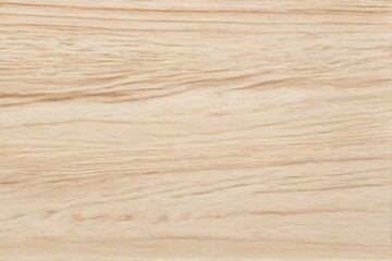 Fototapeta premium Closeup of Light Beige Polished Wooden Surface with Visible Grain, Ridges, and Grooves TopDown Perspective Shot