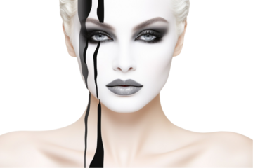 Dual-Tone Split Portrait Isolated on Transparent Background