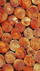 Orange Spiral Wood Slices Wall Art