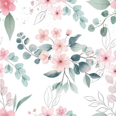 Beautiful pink watercolor pattern for background, fabric, textile, fashion, wallpaper, wedding, banner, sticker, decoration etc.