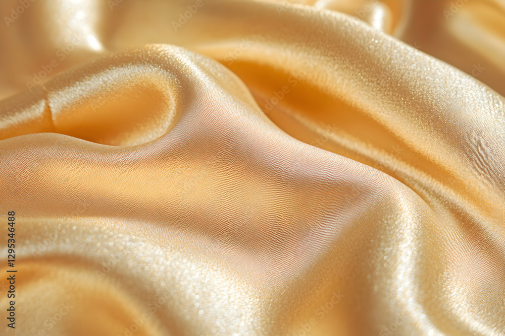 Poster elegant folds of luxurious gold silk fabric creating soft shadows and highlights, emphasizing its sm