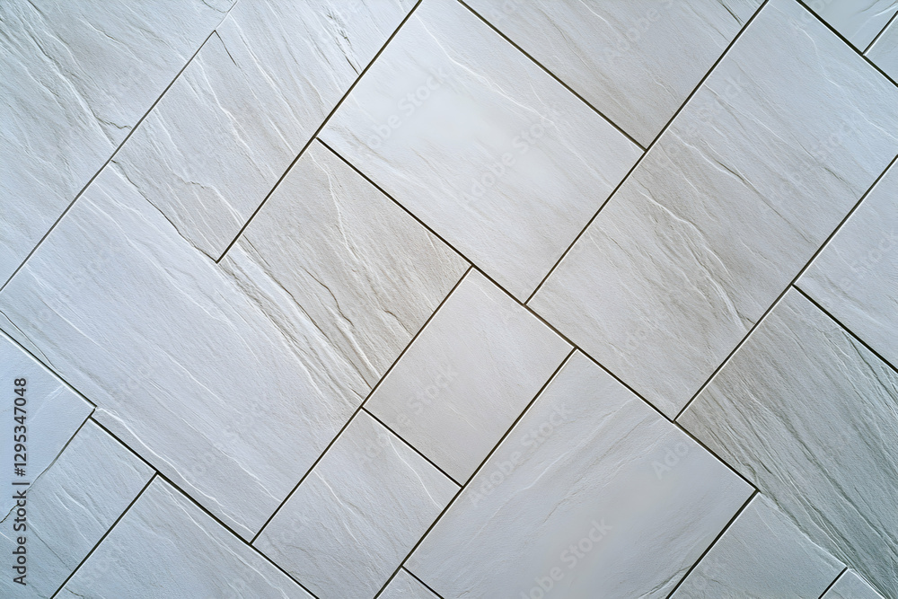Aufkleber elegant herringbone pattern of light gray porcelain tiles with subtle texture and clean grout lines 