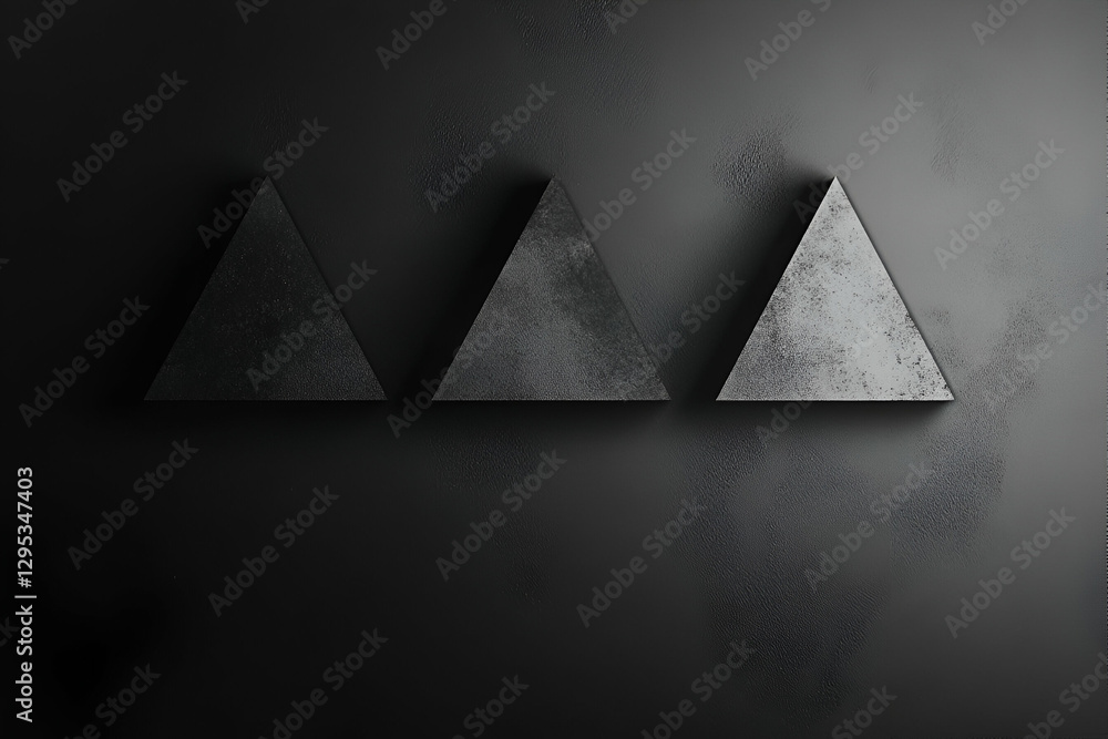 Aufkleber elegant minimalist composition featuring three triangles in varying shades of gray against a texture