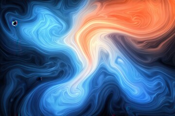 Abstract swirling blue orange marble texture background