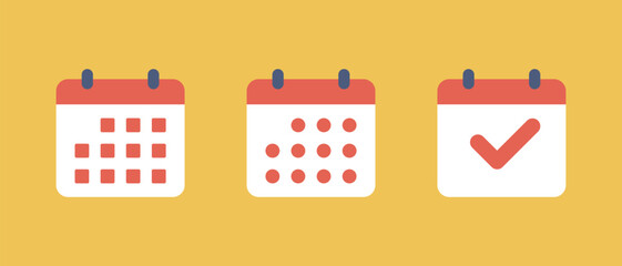 Naklejka premium Calendar, date icon set in flat style. Schedule, event sign symbol