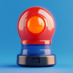 red siren isolated on a blue background. 3d illustration