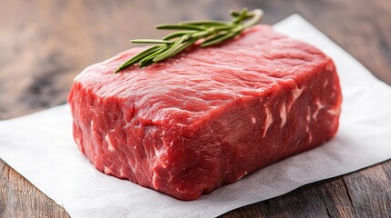 Fototapeta premium Freshly cooked piece of meat placed on a piece of paper highlighting the juicy texture and delicious appeal of meat
