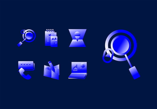 Flat Gradient Web Icon Collection Set