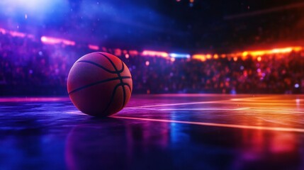 Obraz premium Futuristic Basketball Scene with Glowing Effects