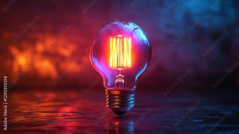 Aufkleber illuminated light bulb with digital connection: creative idea and innovative solution concept for sm