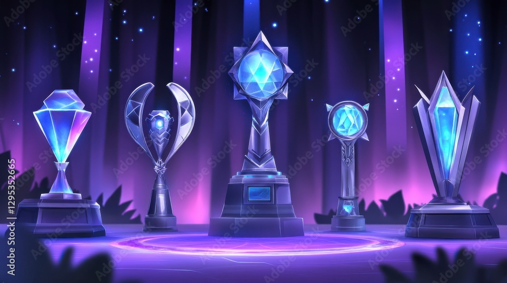 Poster futuristic trophy display with soft lighting