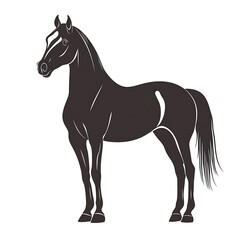 Obraz premium A silhouette of a graceful black horse on a white background