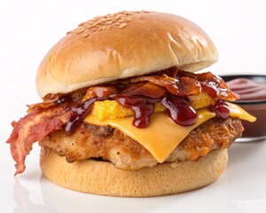 Delicious BBQ Chicken Bacon Sandwich with Cheese