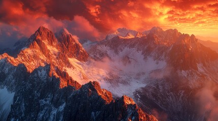 Naklejka premium Panoramic photo of the Mountains at sunrise.