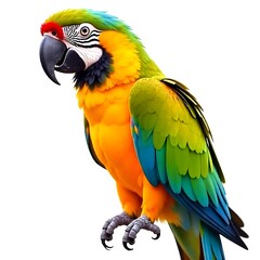 Fototapeta premium Vibrant Blue-and-yellow Macaw Parrot Isolated on White Background