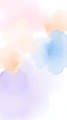 Fototapeta premium An Abstract Watercolor Painting Showcasing A Soft Blend Of Pastel Colors, Featuring Delicate Washes Of Lavender, Peach, And Sky Blue, Creating A Serene And Ethereal Atmosphere.