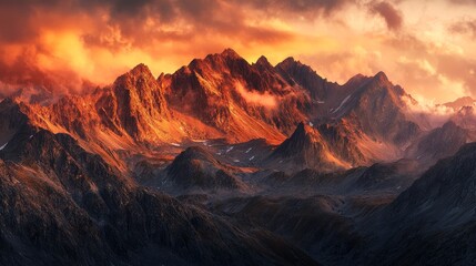 Naklejka premium Panoramic photo of the Mountains at sunrise.