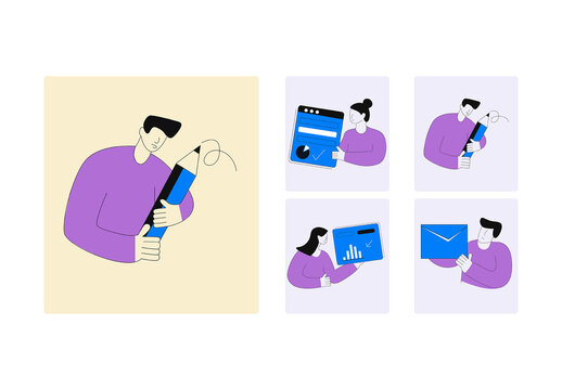 Fintech Graphic Character Illustration Set