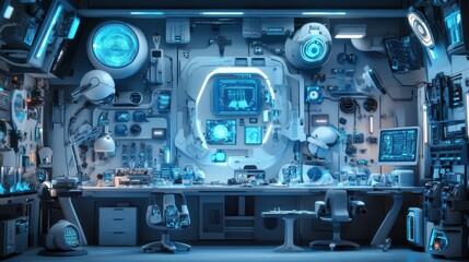 Fototapeta premium Immersive Cable Management Desk Setup with Soft Lighting