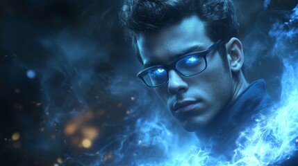 Intense Player Portrait with Glowing Effects