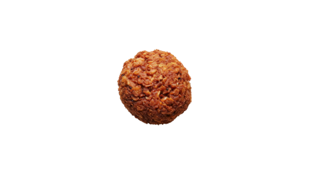Single falafel ball rotating on transparent background